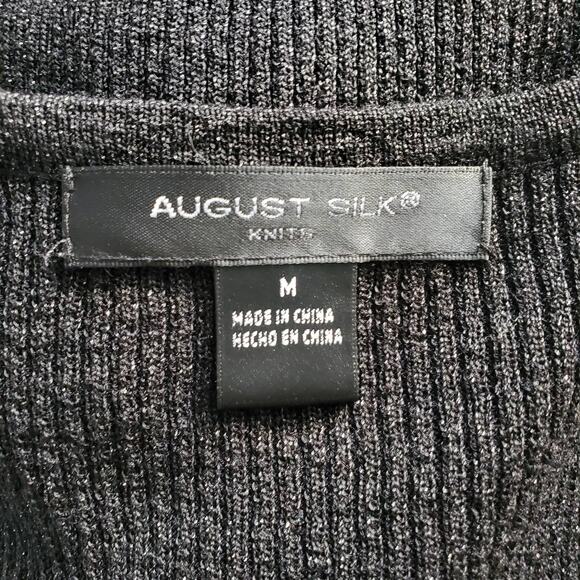 August Silk Knits Silk Blend Beaded Collar Black Sweater M - Picture 5 of 6